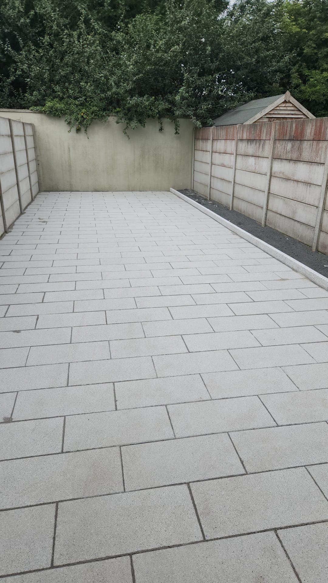 Full garden paved wall to wall