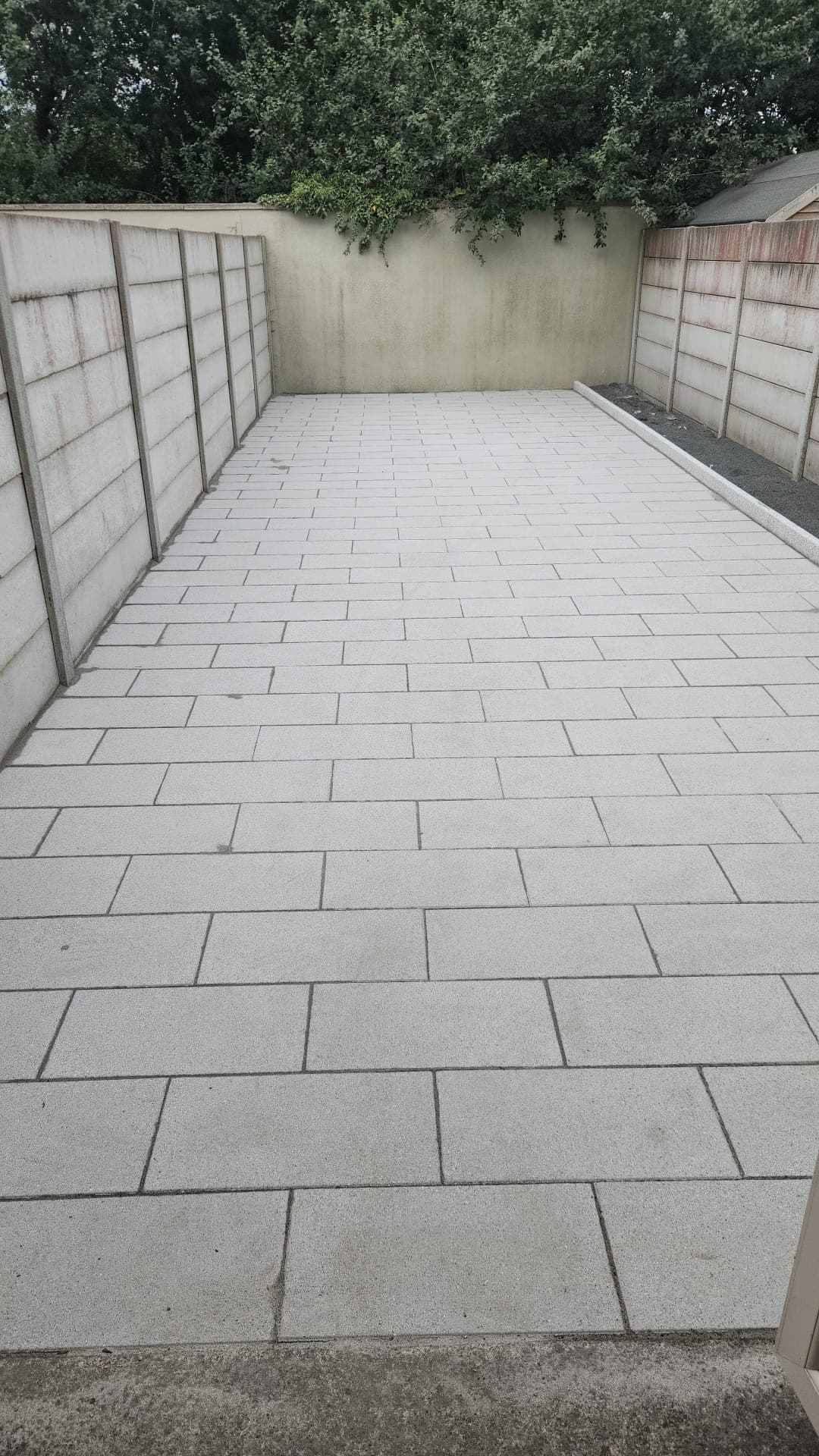 Angled view of the finished patio